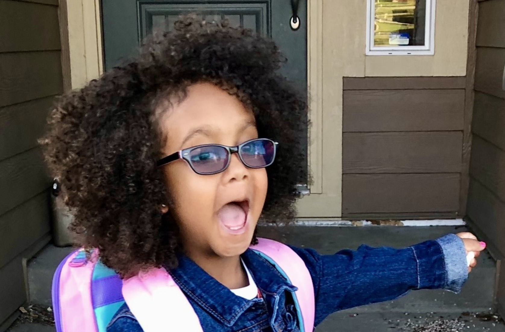 A photo of an excited girl.